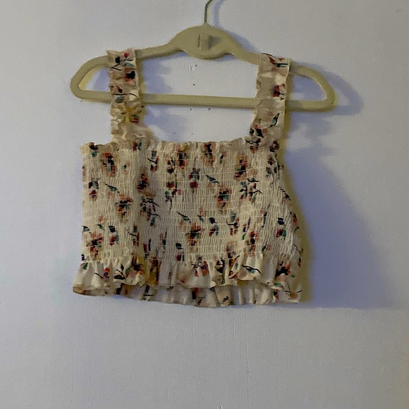 cute white crop top with flowers on it. - Picture 1 of 1